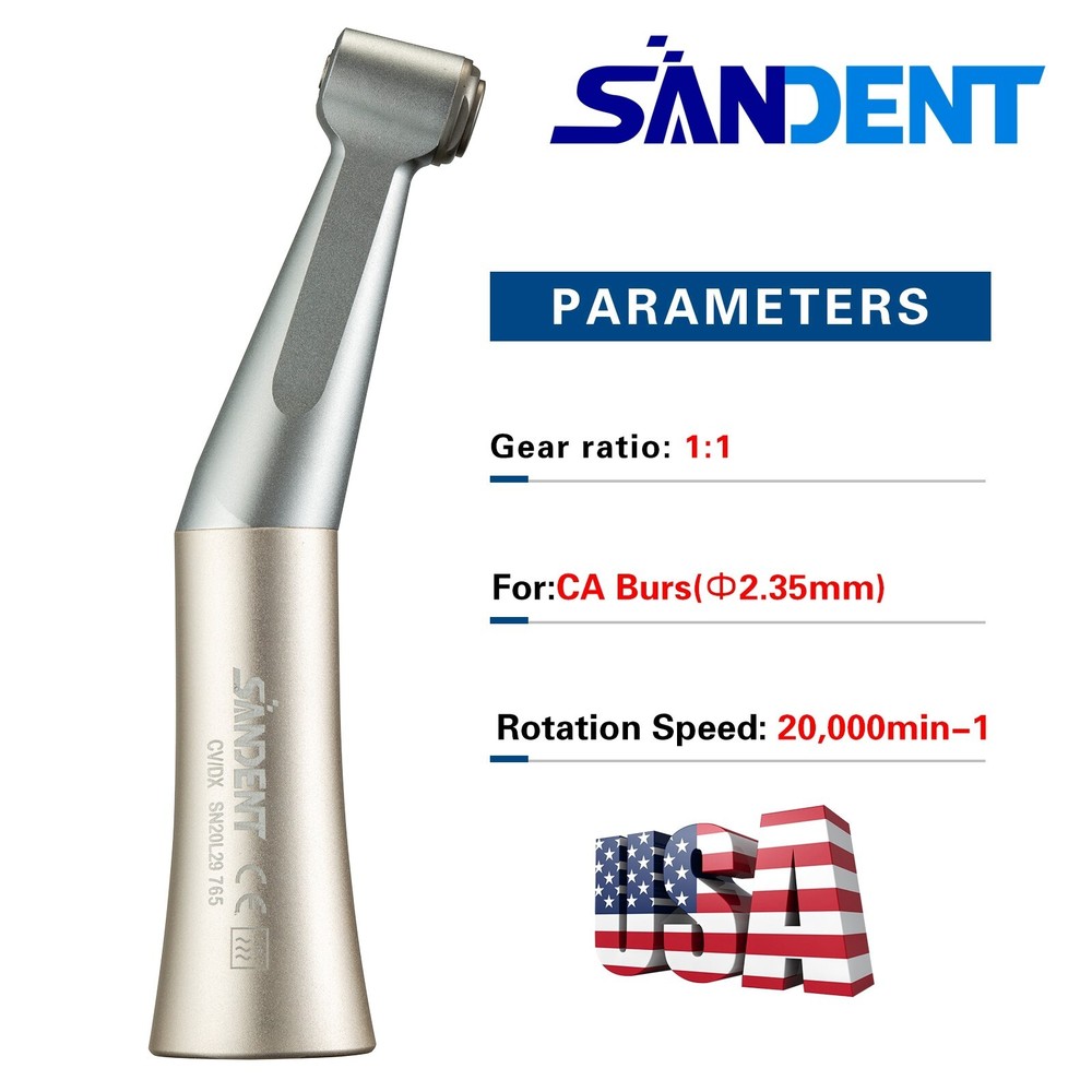 Dental Slow Low Speed Contra Angle Handpiece E-Type Push Button Head 1:1 ST