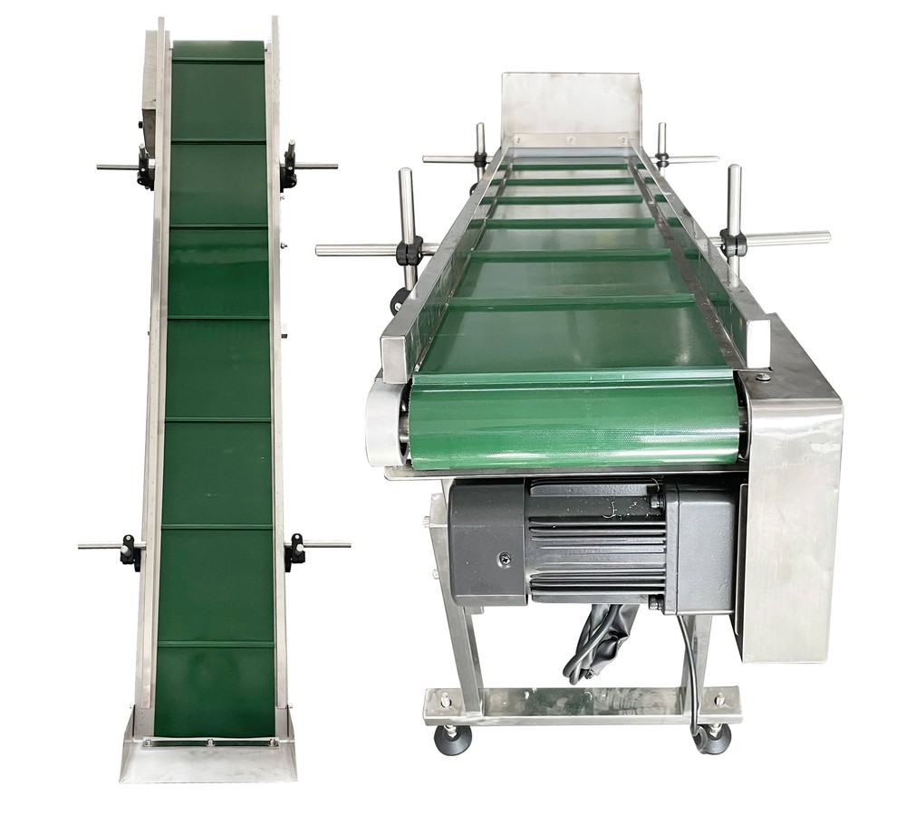 Electric Incline Conveyor Machine, 59″L,Max. 29.5″H Lift, 7.87″W Rubber PVC Belt
