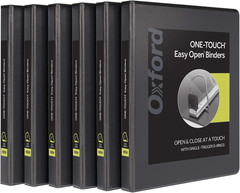 3 Ring Binders, 0.5 Inch One-Touch Easy Open D Rings, Durable Binders for School