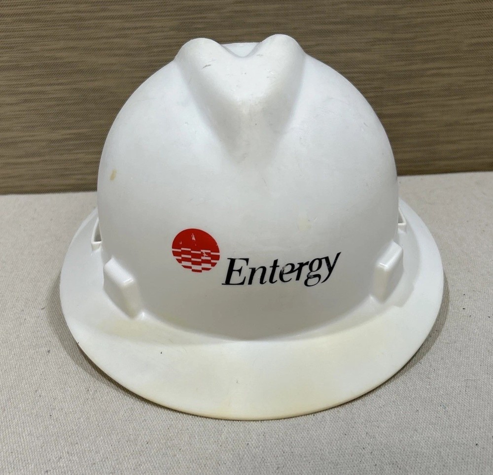 Entergy White V-Gard MSA Full Brim Hard Hat – Medium