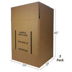 UBMOVE Large Corrugated Wardrobe Moving Boxes (Bundle of 3) 24″ x 24″ x40″
