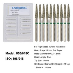 Dental Diamond Burs FG Round End Taper Football Fine Coarse 856 850 High Speed