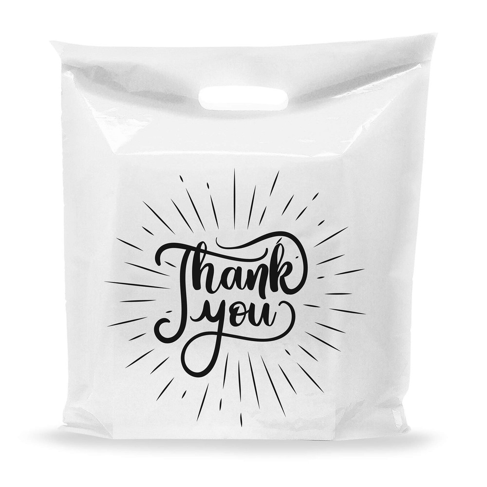 100 Pack White Thank You Extra Large Merchandise Plastic Shopping Bags 20″ x …