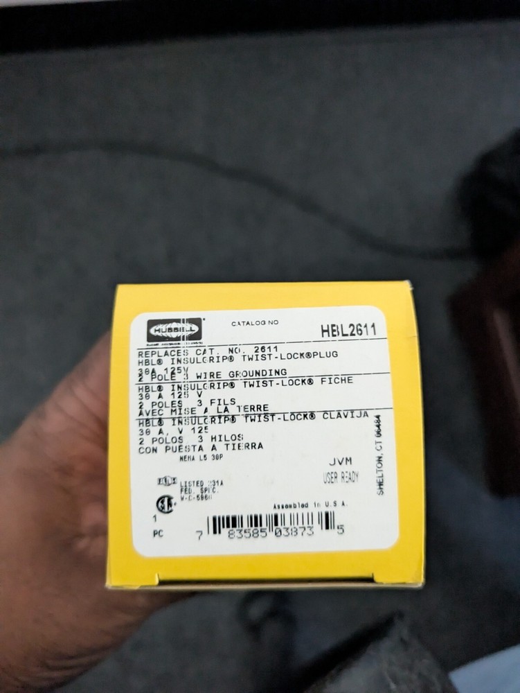 Hubbell HBL2611 Twist Locking Male Plug 30A 125V with WARRANTY