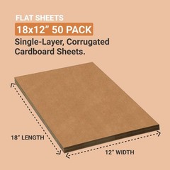 AVIDITI Shipping Cardboard Sheets 18″L x 12″W, 50-Pack | Corrugated Sheets fo…