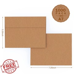 Goefun Brown A7 5.25×7.25″ Kraft Envelopes 1000pk