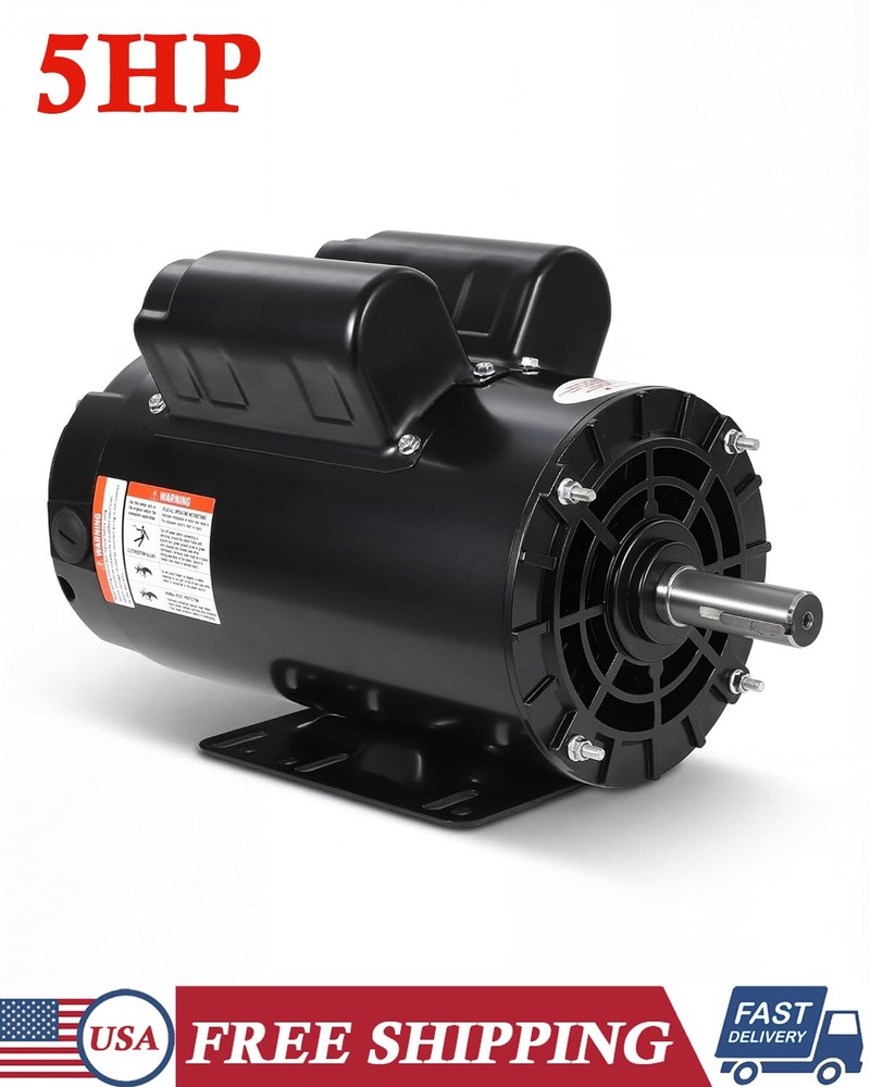 5HP SPL Air Compressor Electric Motor 230V 17.6Amps 3450 RPM 5/8” Keyed Shaft