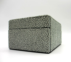 Leather Box Small Shagreen Embossed Gray Black
