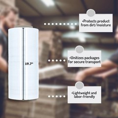 1 Roll 19.7″ x 5000′ (63 Gauge) Packing Machine Stretch Film Shrink Wrap Clear