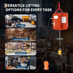 3 in 1 Portable Electric Hoist Winch 1100lbs Wired/Wireless Remote Control Crane