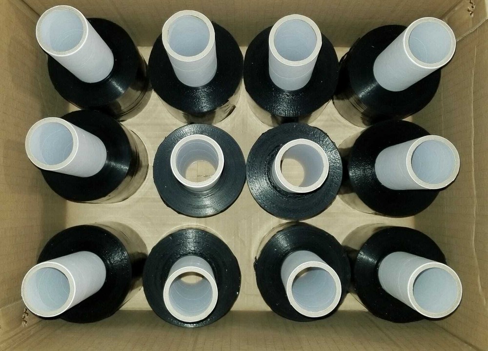 12 Rolls 5″ x 1000FT 80 Gauge BLACK Stretch Shrink Film Hand Wrap With Handle