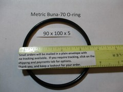 90mm ID x 100mm OD x 5mm thick O-ring. Buna-70. Quan 1.