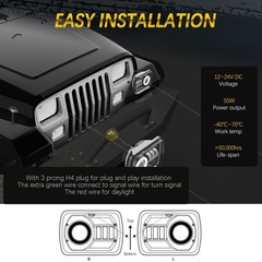 5×7 LED Headlight 7×6 H6054 Headlights with Blue Halo Amber Turn Signal Compa…