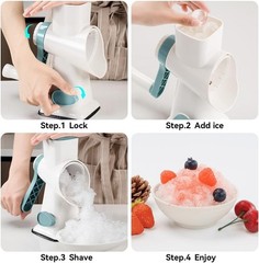 Rotary Ice Shaver Manual White – Stainless Steel Blade, Quick Labor-Saving Handl