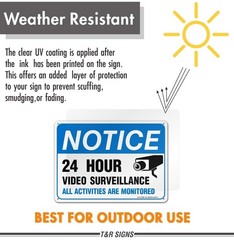 Video Surveillance Sign, All Activities Are Monitored 2 Pack 7 x 10 Inches …