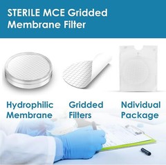 MCE Gridded Membrane Filters, 47mm Diameter, 0.22 um 0.45 μm Pore Size, STERILE