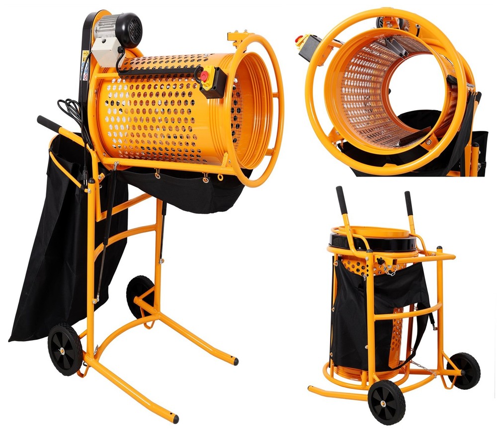 360W Foldable Electric Rotary Soil Sieve Machine Steel Screen Aperture 11MM