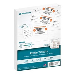 Raffle Tickets White Perforated Cardstock 8 Tickets Per Sheet 2000 Total 04296