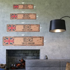 BELFAST UNITED KINGDOM Vintage Street Sign British Britons Brits flag country