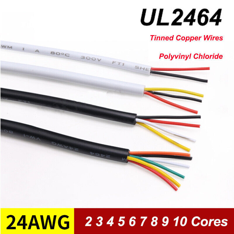 24AWG Stranded Cable Wire UL2464 PVC Flexible Multi Cores Conductors Wires
