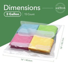 3 Gallon Heavy Duty Plastic Storage Bags – 15 Count Jumbo Zip Bags