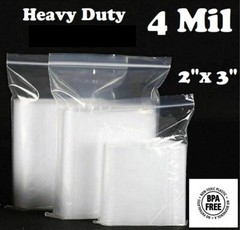 5000 – 2″x 3″ ZIP SEAL TOP LOCK BAGS CLEAR 4 MIL PLASTIC RECLOSABLE MINI BAGGIES