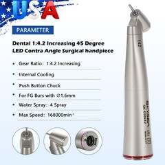 COXO Dental Electric Contra Angle 1:1 1:5 Handpiece 45° Surgical Fiber Optic LED