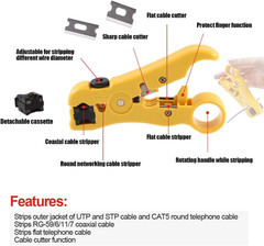 Hilitchi 5 in 1 Coaxial Compression Tool with Instruction Manual Coax Cable Crim