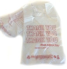 500 +- Bags 1/6 Large 21 x 6.5 x 11.5 “Thank You” T-Shirt Plastic Shopping Bags