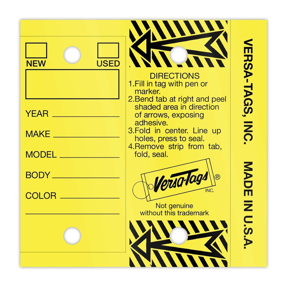 Self Laminating Self Protecting Versa Tags Key Tags with Rings 250 per Box
