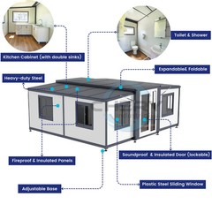 13x20ft Fast Installation Expandable Prefab House Mobile Office W/ Rain Shower