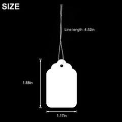1000 Blank White Merchandise Price Tags +Strings 1.88*1.17in Retail Strung Label