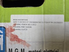 MGM BAPV-71-B4 Electric BRAKE Motor 3ph 200/400-230/460V 1400/1680rpm NEW OPEN