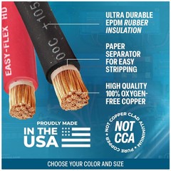 TEMCo 2 AWG 25 Ft Black + 25 Ft Red Welding Cable