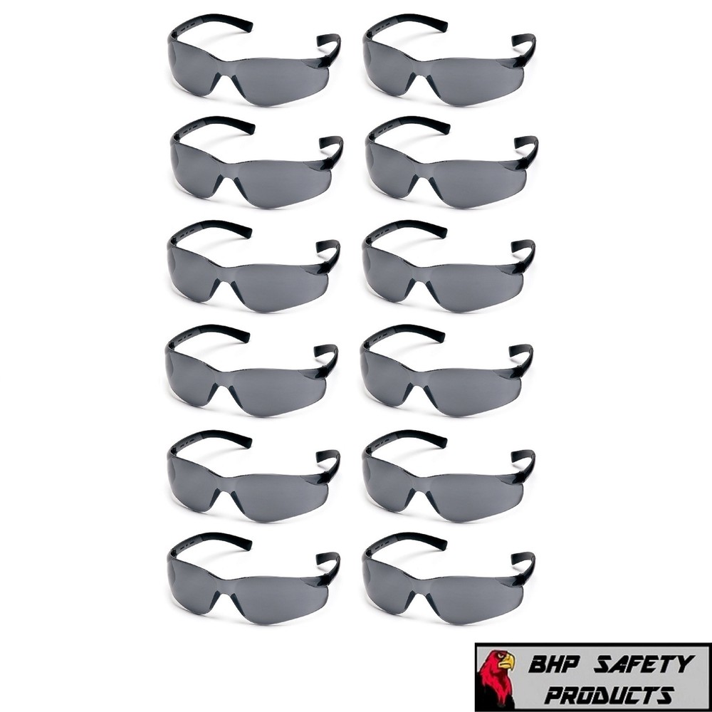 PYRAMEX ZTEK SAFETY GLASSES SMOKE/GRAY LENS SUNGLASSES S2520S Z87+ (12 PAIR)