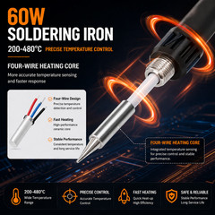 Silverflo 750W 8586D Soldering Iron kit Heat Station Hot Air Gun Rework Station