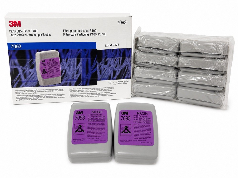 3M 7093 P100 Particulate Filters Respirator Cartridges 12ct Filters Exp 04/2026