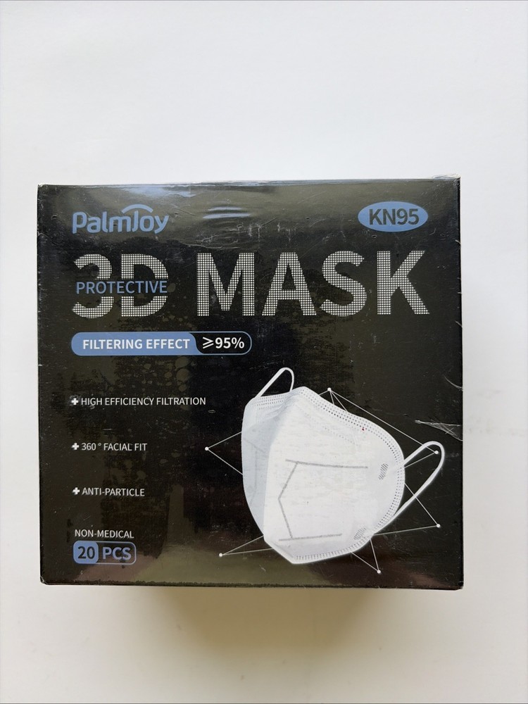 Palmjoy KN95 Face Mask, 20 Pcs White Dust Masks, Filtering Effect ≥95%,