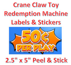 Crane Claw candy vending machine Labels Sticker Decal Price CARTOON
