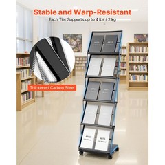 Uimoso Foldable Movable Brochure Rack with 5 Pockets Magazines and Literature