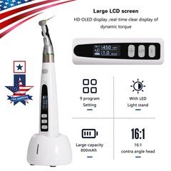 Dental Cordless LED Endo Motor 16:1 Contra Angle/Apex Locator Root Canal Finder