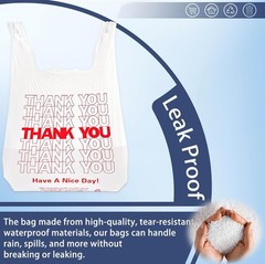 YoYoRain White Thank you T shirt bag, Grocery shopping bag Large,