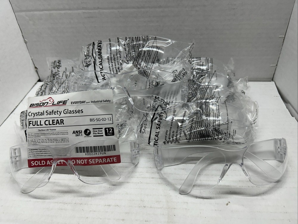 Qty. 12 BISON LIFE Safety Glasses Meets ANSI Z87.1 – NEW