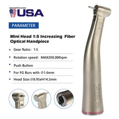Dental 1:5 Increasing LED Fiber Optic Contra Angle Handpiece for NSK Ti-Max X95L